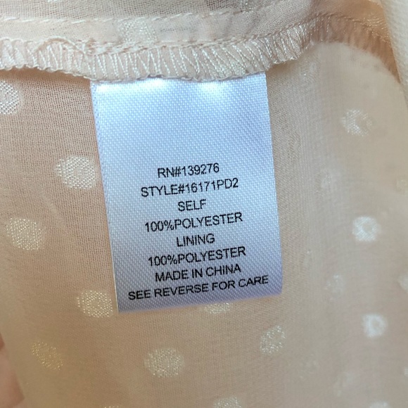 DANIEL RAINN Peach-Cream Sheer Top Size L - Picture 5 of 7